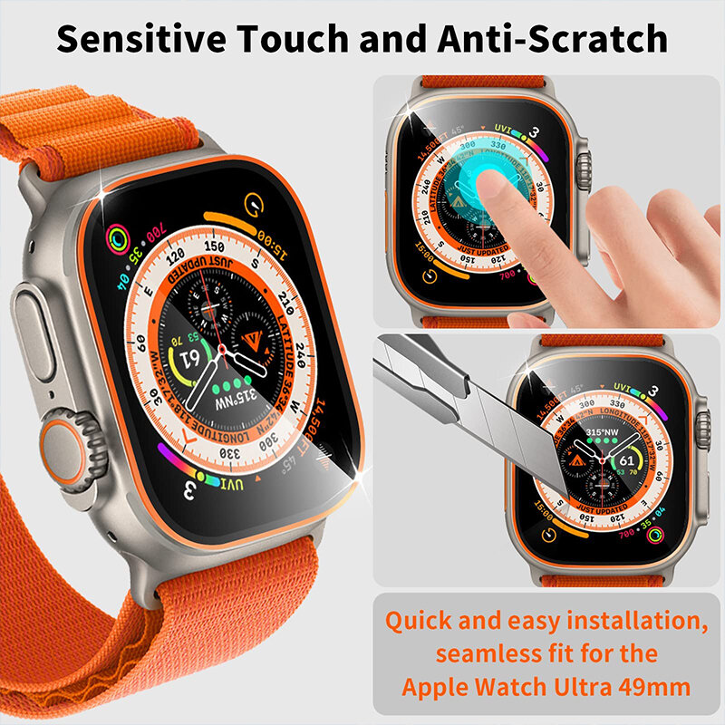Kaca Tempered untuk jam tangan Apple Ultra 49mm, aksesori tali iwatch Pintar Seri film antigores pelindung layar HD 49mm