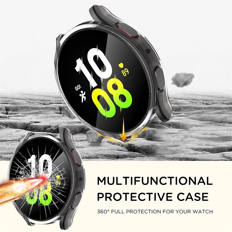 Coque TPU pour Samsung Galaxy Watch 6 5, protection d'écran plaquée, pare-chocs tout autour, coque Galaxy Watch 4, 44mm, 40mm, 44mm