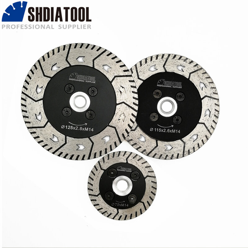 SHDIATOOL 2pcs Diamond Cutting Grindng Disc Diameter 3" 4.5" 5" Dual Saw Blade Cut Grind Sharpen Granite Marble Concrete Wheel