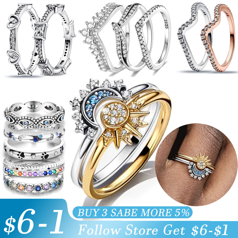 Nowe srebrne 925 pierścień wieżowych nieskończone serce stokrotka kwiat dla kobiet oryginalne srebro 925 pierścionki biżuteria marki prezent