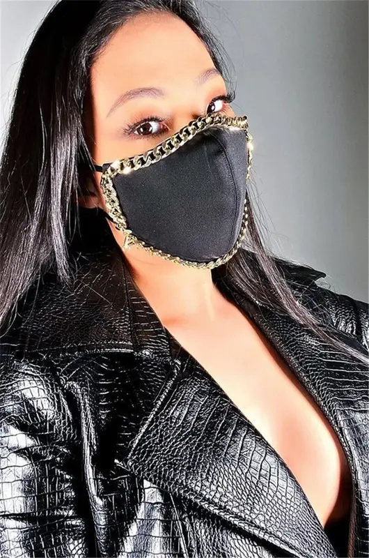 Nuove donne gioielli di lusso maschera bocca nera Glitter strass Faux Pearl Splice impreziosito antipolvere Club Party Face Cover
