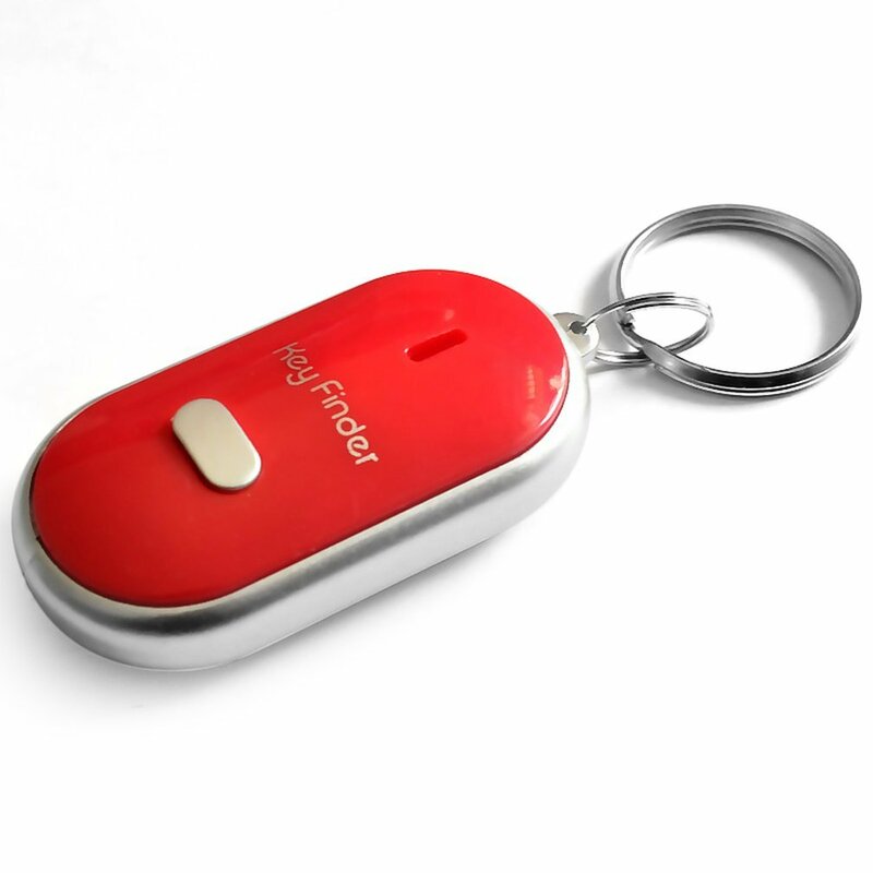 Buscador de llaves con silbato LED, alarma de Control de sonido de pitido intermitente, localizador de llaves antipérdida, rastreador con llavero