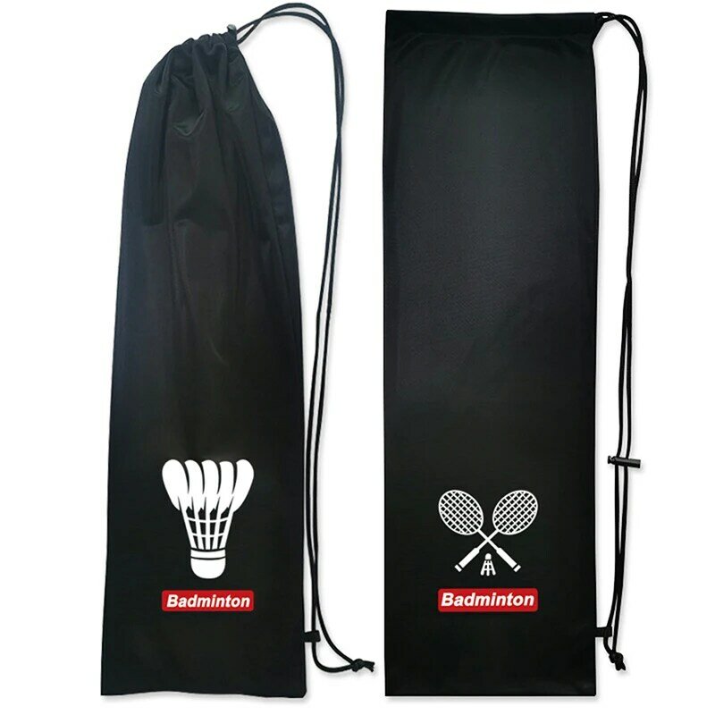 Badminton Racket Cover Bag Soft Storage Bag Case Drawstring Pocket Portable Tennis Racket Protection
