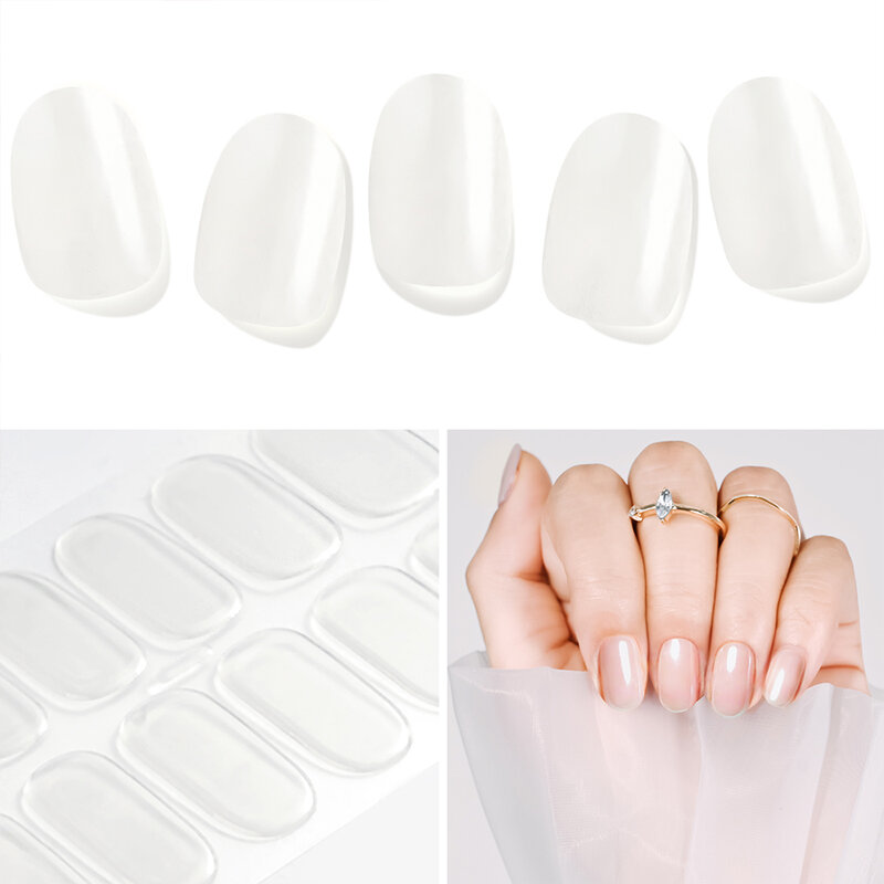 Pegatina de uñas de Gel semicurado, lámpara LED UV de Color puro, autoadhesiva de larga duración, impermeable, calcomanías de manicura cubiertas completas, 1 unidad