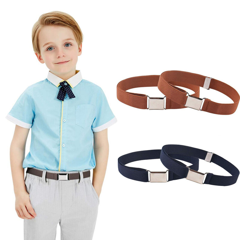 Cinturones de uniforme para niños y niñas, cinturón elástico ajustable con hebilla, marca de lujo