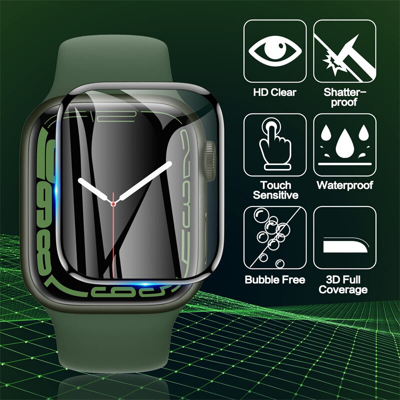Protecteur d'écran pour Apple Watch Ultra, 9, 8, 7, 6, SE, 5, 4, 3, 2, Film souple anti-rayures, 9D HD, iWatch, 49mm, 45mm, 41mm, 44mm, 42mm, 40mm