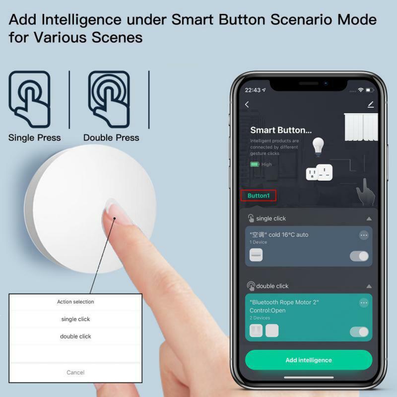 Xiaomi-Interruptor de escena de botón Tuya ZigBee, enlace inteligente, automatización alimentada por batería, funciona con dispositivo Smart Life