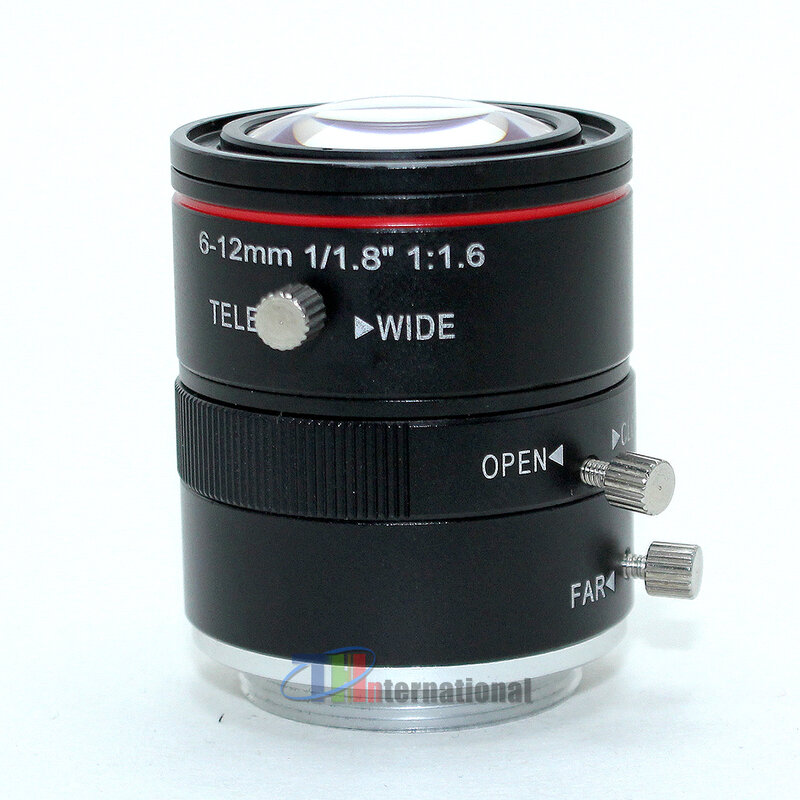 Lensa HD 3MP Industial CCD 6-12mm, lensa CCTV Varifocal dudukan C 1/1, 8 inci Aperture F1.6 untuk kamera IP pengawasan Video
