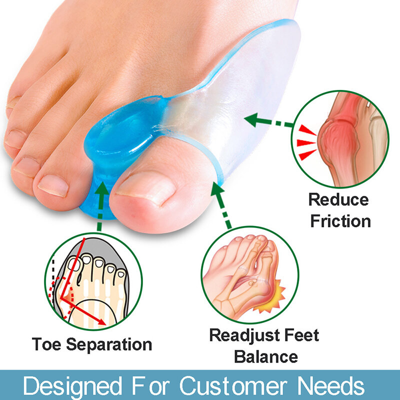 Transparent Blue Thumb Corrector Separator Soft Silicone Gel Toe Separator Thumb Corrector Feet Spacers Foot Care Tool Tool