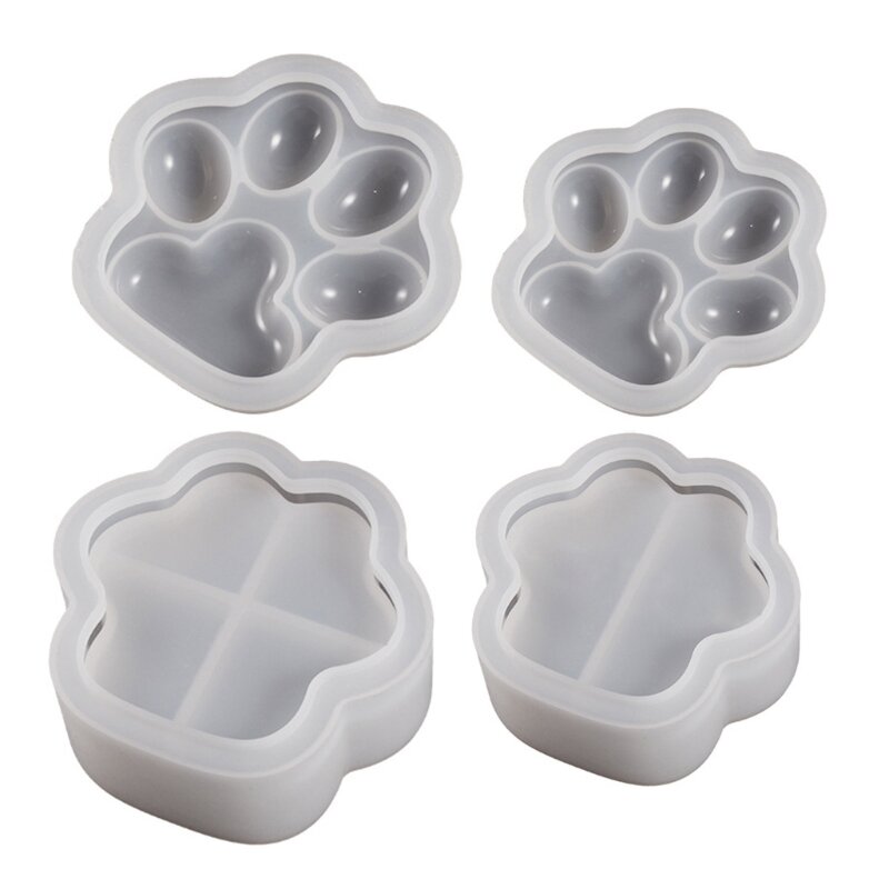 Y1UE-moldes silicona con forma pata gato, Molde resina Epoxy cristal, caja almacenamiento artesanal