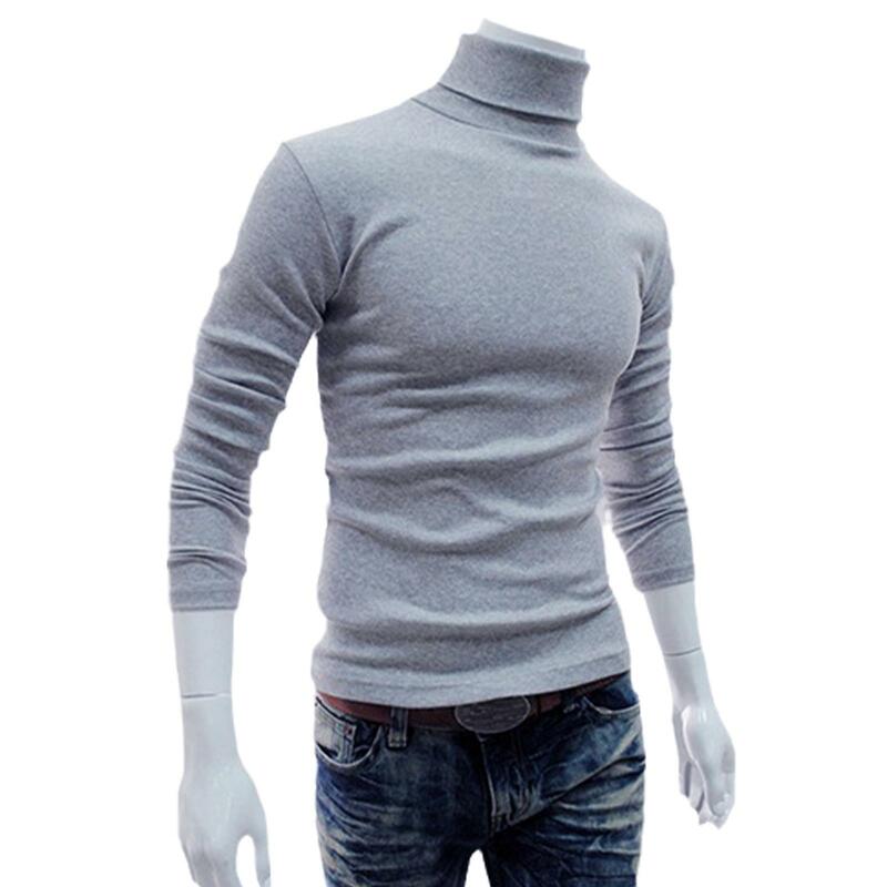 Gola alta casual masculina slim fit básica, pulôver de gola alta, tops finos masculinos, camiseta básica de fundo, outono, primavera, 2023