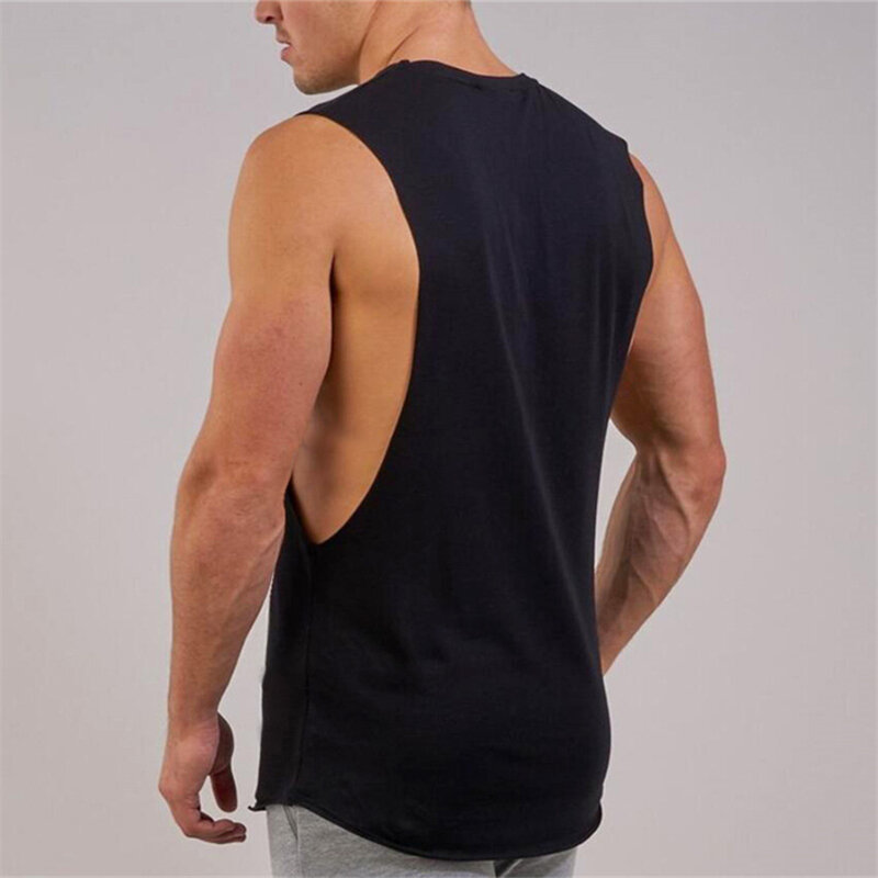 Fashion Workout Casual Katoen Slim Shirt Mannen Gym Fitness Tank Top Bodybuilding Merk Vest Spier Mouwloze Ademend Singlets