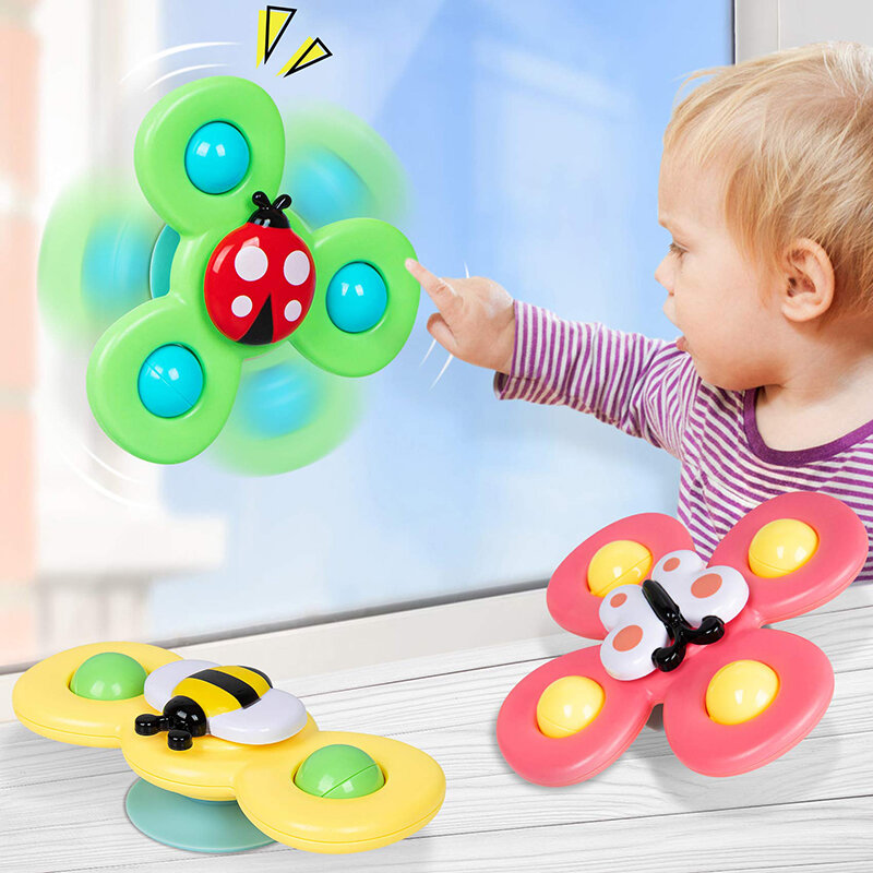 Juguete giratorio de dibujos animados para bebé, giroscopio de insectos coloridos educativo de juguete, sonajero para la punta del dedo, juguetes de baño para niños y niñas, regalo, 1 piezas