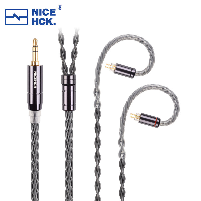NICEHCK-Câble pour écouteurs en cuivre déconnecté, enduit d'argent GreyCloud 6N, MMCX, 2 broches, 3.5, 2.5, 4.4 pour FH5 HeartMirror Himalaya