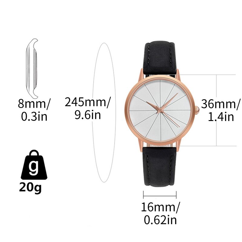 女性のためのシンプルなスタイルのクォーツ腕時計、絶妙なレザーベルトウォッチ、時計