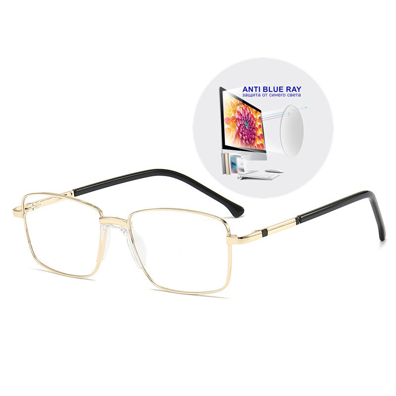Occhiali da vista personalizzati per miopia da -0,5 a -10 Occhiali da vista da donna con montatura in lega Blu con blocco della luce o lenti fotocromatiche F583