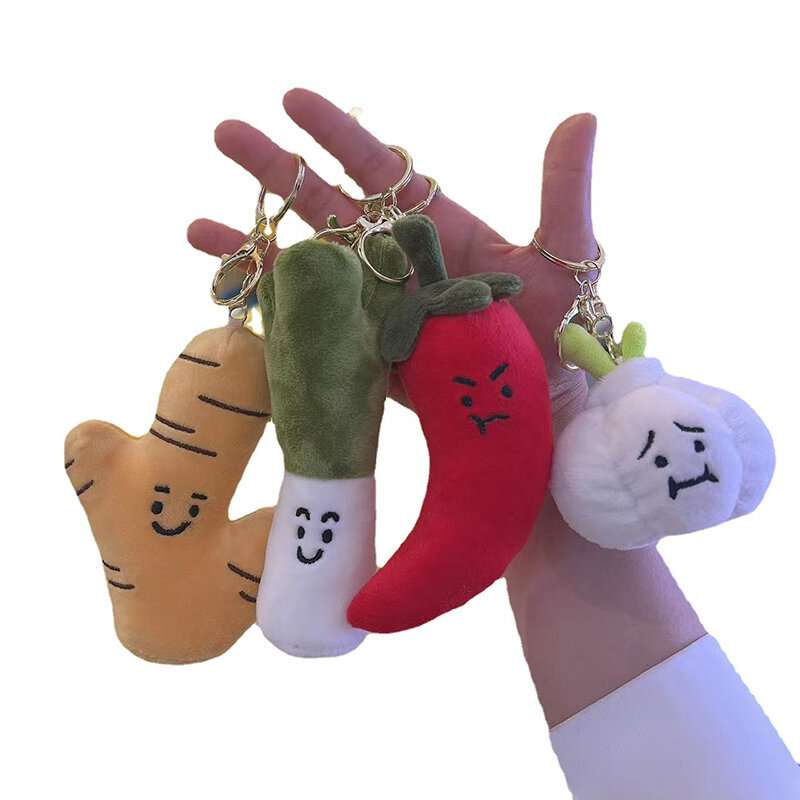 1pc neue Cartoon Design Paprika Knoblauch grüne Zwiebel Form Schlüssel bund niedlichen Plüsch Gemüse Anhänger Kinder Puppe Stofftier Geschenke