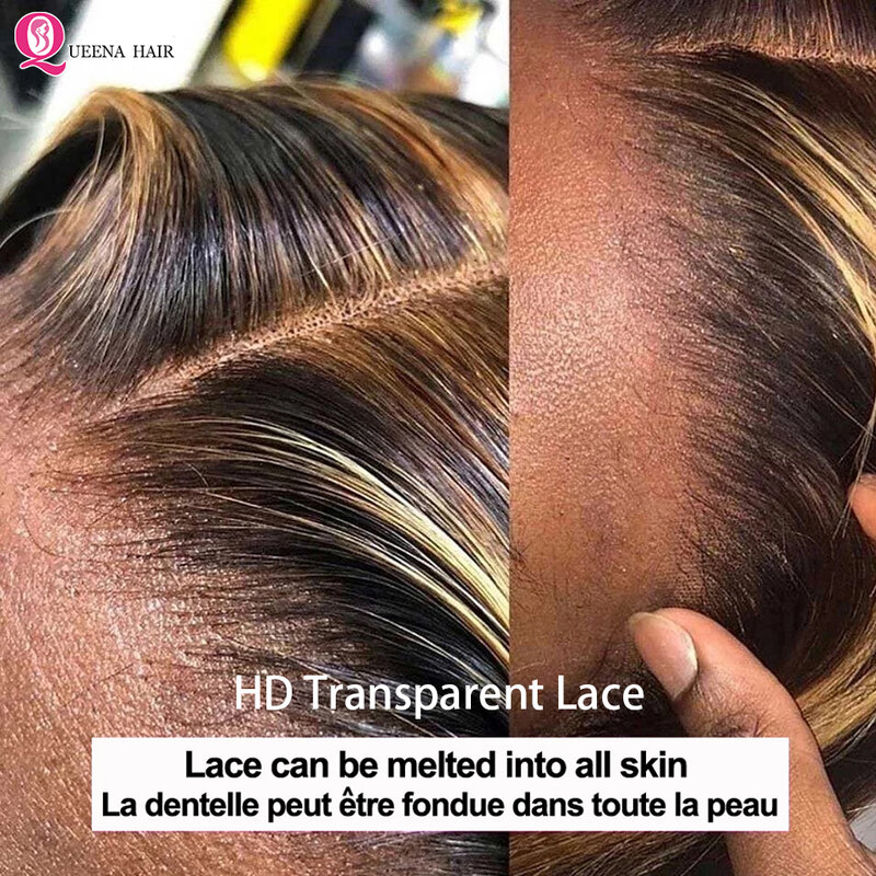 13 × 4 Highlight Pruik Human Hair Body Wave Ombre Human Hair Pruik 13 × 6 360 Hd Lace Front Pruik Braziliaanse 4/27 Honingblonde Gekleurde Pruiken