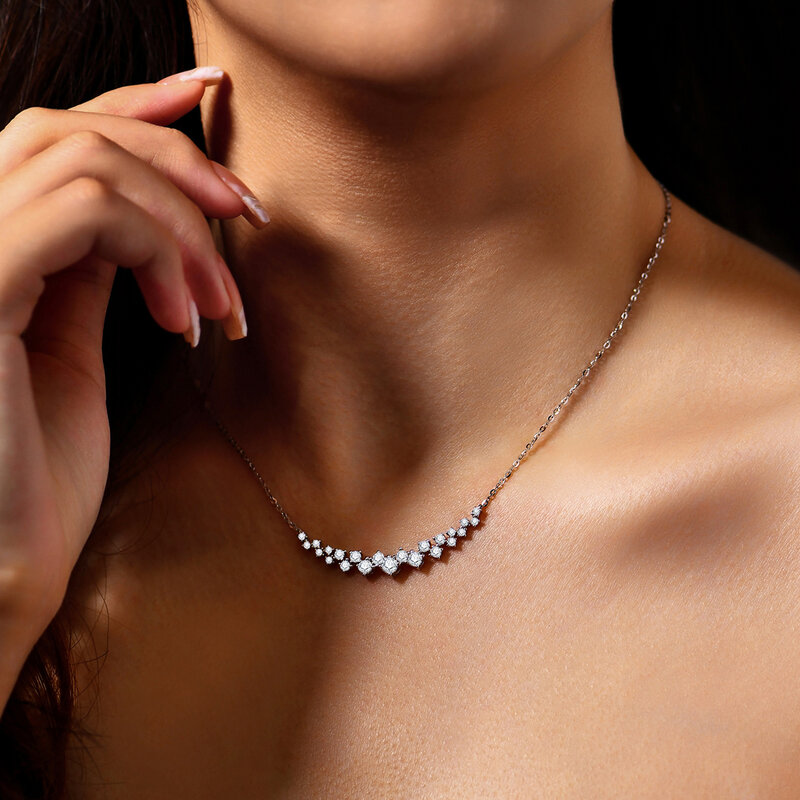 ATTAGEMS D цветное роскошное ожерелье из муассанита для женщин серебро 925 пробы Soild 18k 14k 10k золотой кулон для свадьбы годовщины подарок