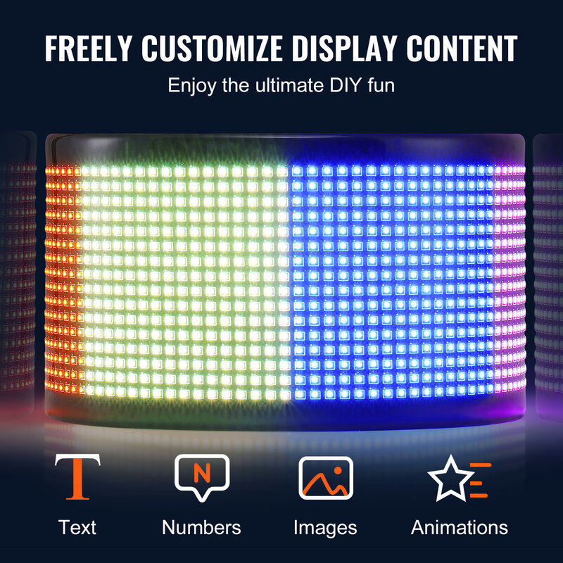 VEVOR Programmable LED Sign P5 Full Color LED Scrolling Panel DIY Custom Text Animation Pattern Display Board