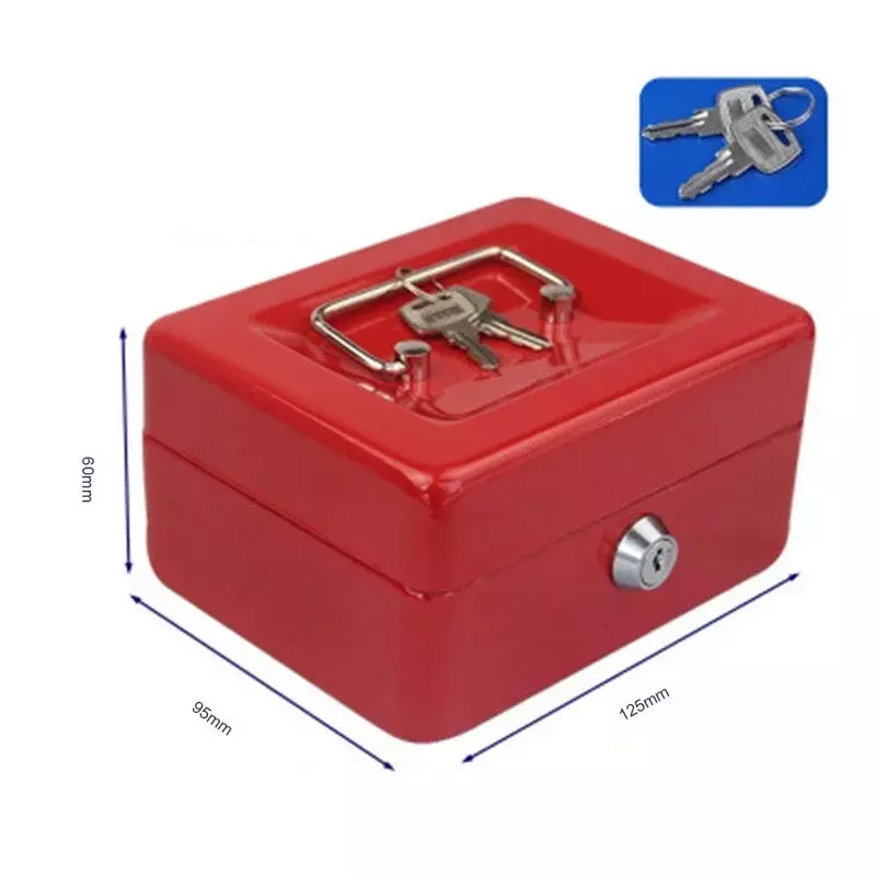 Portable Key Lock Safe Home Store Steel Mini Cash Box Security Storage Box Hidden Change Jewelry Black Blue Safe Money Box