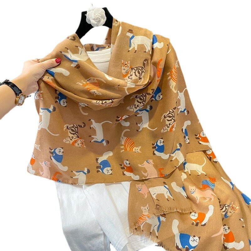 Cartone animato bassotto cane modello frangia sciarpa di viscosa barboncino stampa scialli e impacchi in Voile morbido Pashmina Hijab musulmano Sjaal 180*90Cm