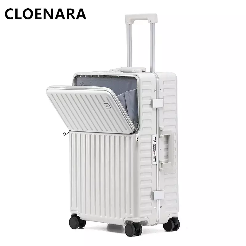 COLENARA-Caixa de embarque de moldura de alumínio masculina, mala de carregamento USB, carrinho multifuncional, abertura frontal, bagagem de PC, 20 "24"