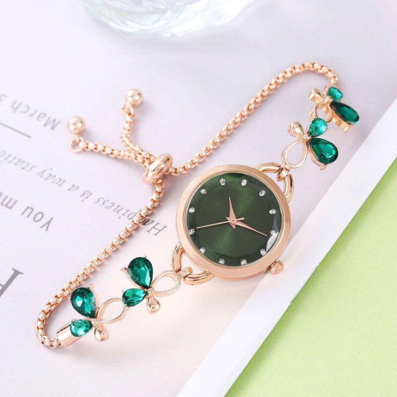 Jam tangan wanita merek jam tangan paduan berlian imitasi mewah cantik merah jam tangan Quartz modis untuk wanita hadiah jam Reloj Mujer