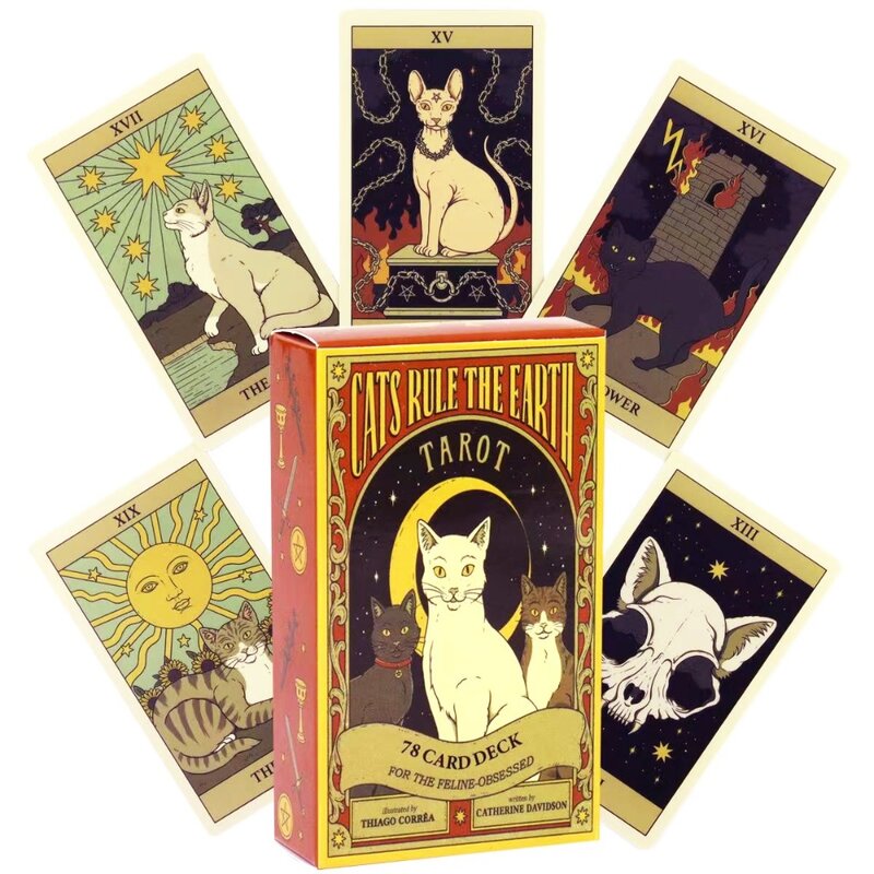 Tarot Chats Instagram the Earth, paquet de 78 cartes pour les félins obsédés, 10.3x6cm