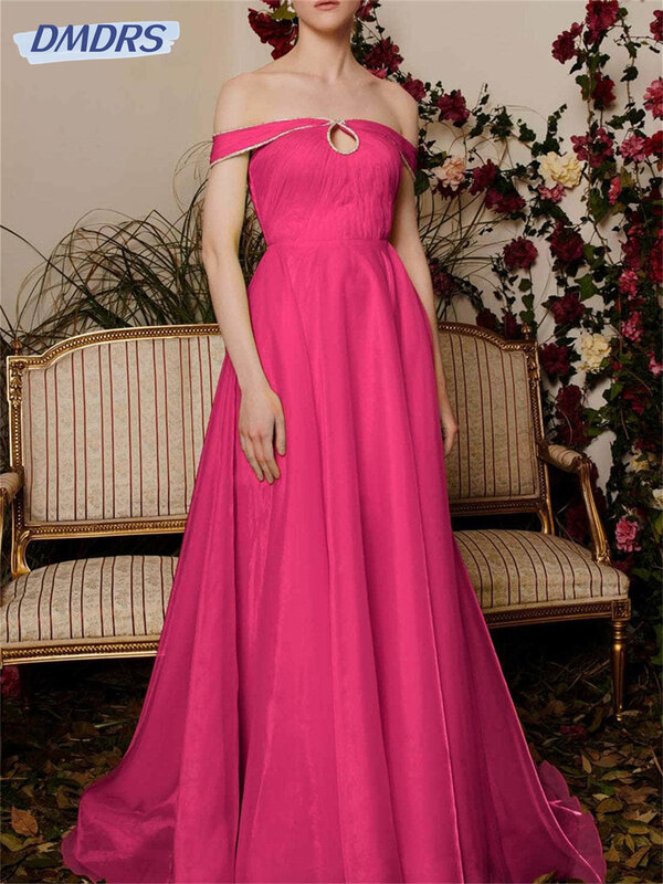 Elegant Sleeveless A-Line Evening Dress Sexy Off-Shoulder A-Line Prom Dress 2024 Classic Floor-Length Bride Gown Vestidos De Nov