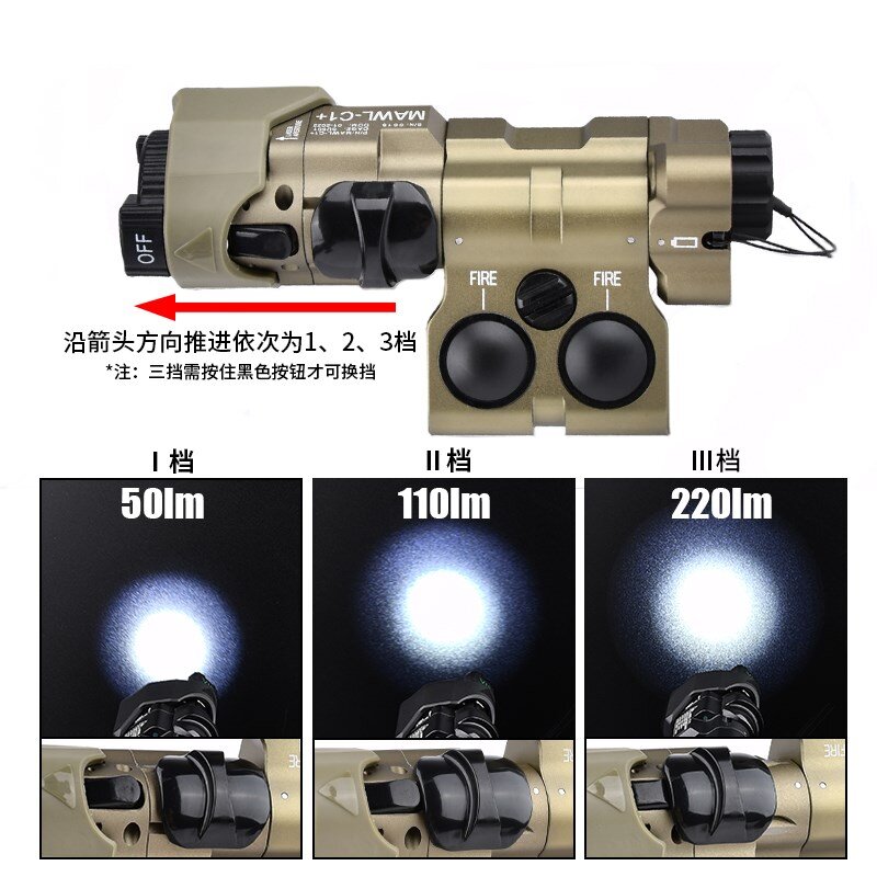 MAWL-C1 láser táctico de Metal para arma de caza, luces LED mejoradas, iluminación IR, Airsoft, MAWL, rojo, verde, azul