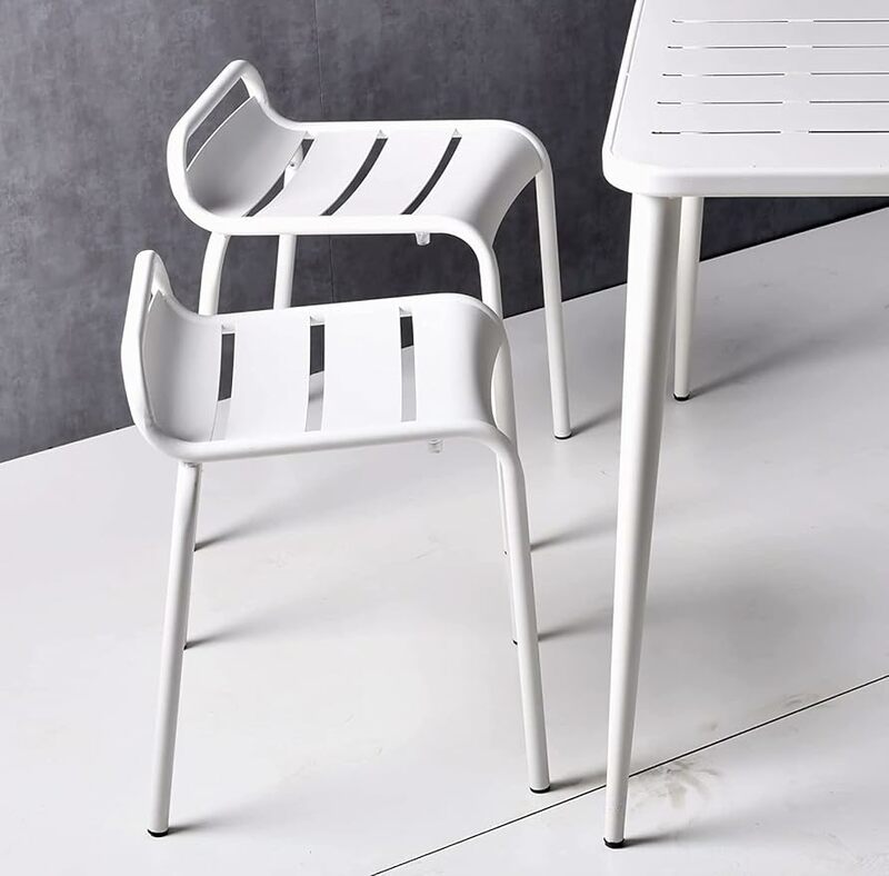 BOKKOLIK-Modern Metal Pátio Cadeiras Set, Cozinha Cadeira de Jantar, Encosto Baixo, Exterior e Interior, Café Cadeiras, 21in Altura, Conjunto de 2