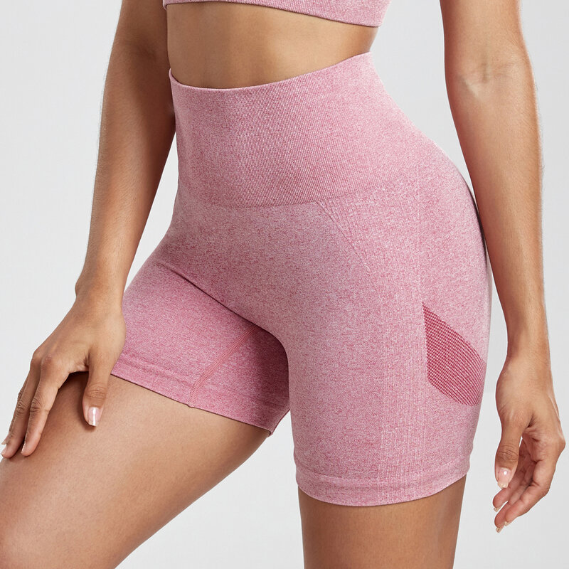 NORMOV celana pendek Yoga wanita celana pendek olahraga pinggang tinggi celana pendek olahraga Fitness Yoga Gym wanita meningkatkan kebugaran