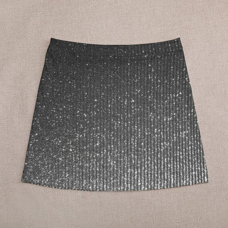 Rok Mini fotografi tekstur gemerlap warna perak untuk wanita rok wanita rok wanita