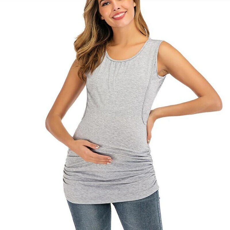 Camiseta de maternidade para gestantes, colete de amamentação, regata verão, novo