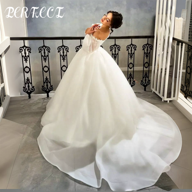 PERFECT Simple Wedding Dresses Simple Puff Sleeves A-Line Sweetheart Wedding Gowns Boho Bridal Court Train Vestidos De Novia