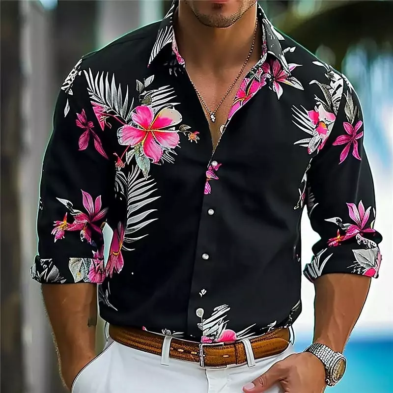Camisa de moda para hombre, tops informales de calle al aire libre, estilo popular, patrón HD, talla grande, 2024