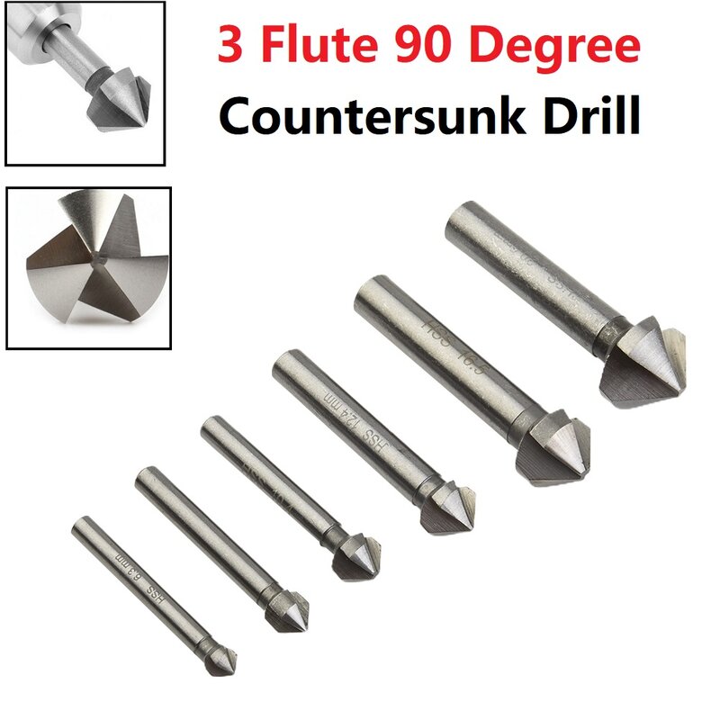 Countersunk Drill Bit 6.3/8.3/10.4/12.4/16.5/20.5mm Three-Edged Chamfer 44-64mm Long Suitable For Workpieces With Hardness Less