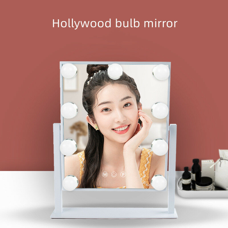 Espelho de maquiagem LED portátil, Luzes de vaidade, Compact Make Up Pocket Mirrors, Vanity Cosmetic Hand Folding LED Lamp Gift