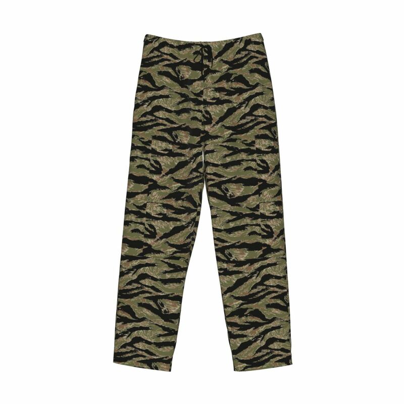 Custom Tiger Stripe Camo Pajama Pants Sleepwear Men Elastic Waistband Tactical Camouflage Sleep Lounge Bottoms with Pockets