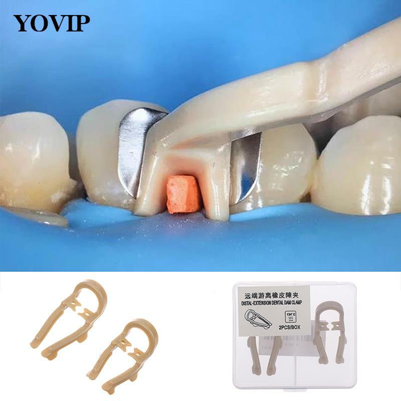 2 pz/scatola Dental Distal premolare gomma diga morsetto gomma barriera Clip strumento dentale lungo corto odontoiatria strumenti di riparazione dei denti