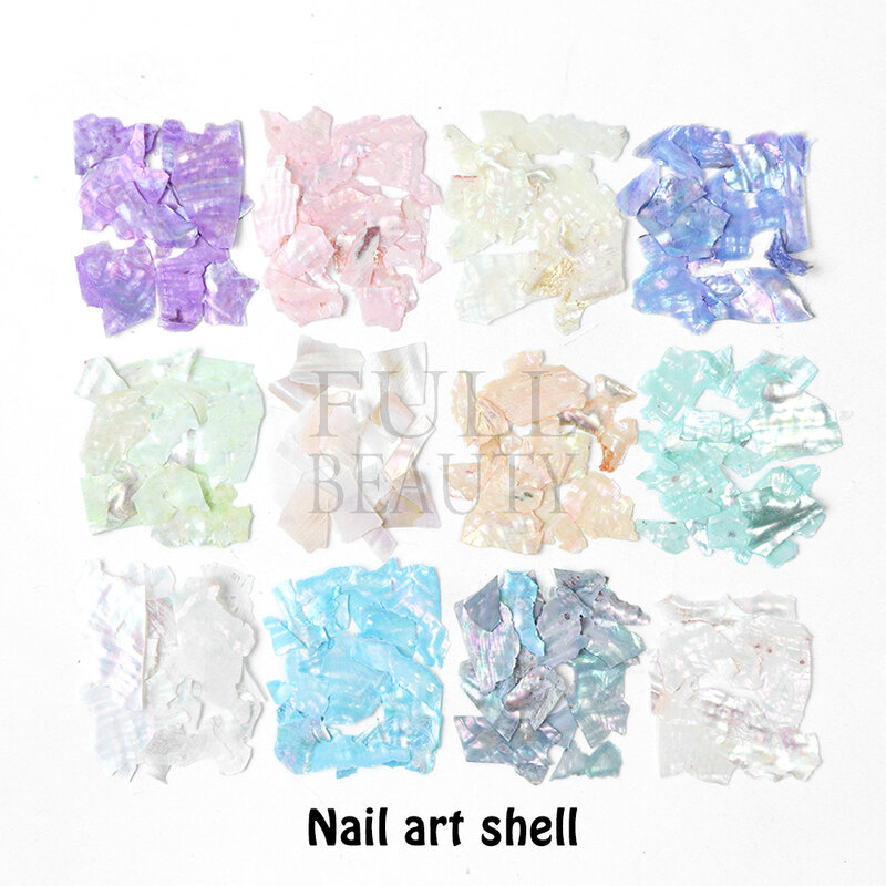 Abalone Shell สำหรับเล็บแม่ของเพิร์ลเล็บ Art Mica Slice Mermaid Glitter Flakes ฤดูร้อนตกแต่งเล็บ Paillettes GLBH