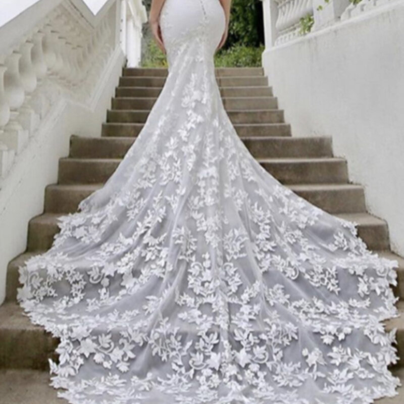 Mermaid Wedding dress 2024 Sexy robe mariée bohème chic Sleeveless lace long train Bride Bridal Ball Gown vestidos de novia