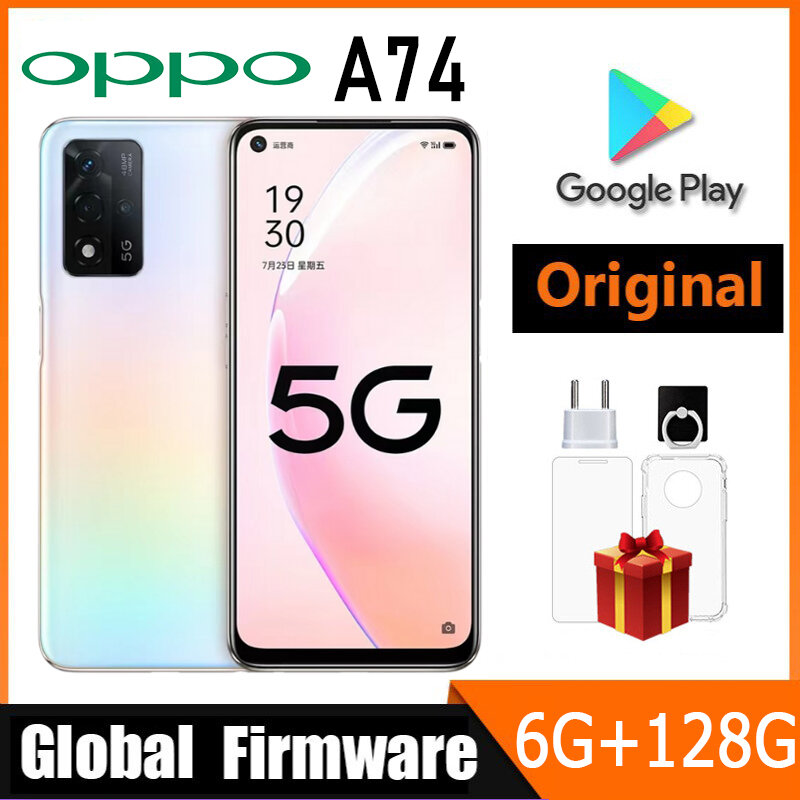 OPPO-A74 5G携帯電話、snapdragon 480、デュアルシムカメラ、48.0MP、6GB RAM、128GB rom、6.5インチ、90hz、グローバルファームウェア、a74
