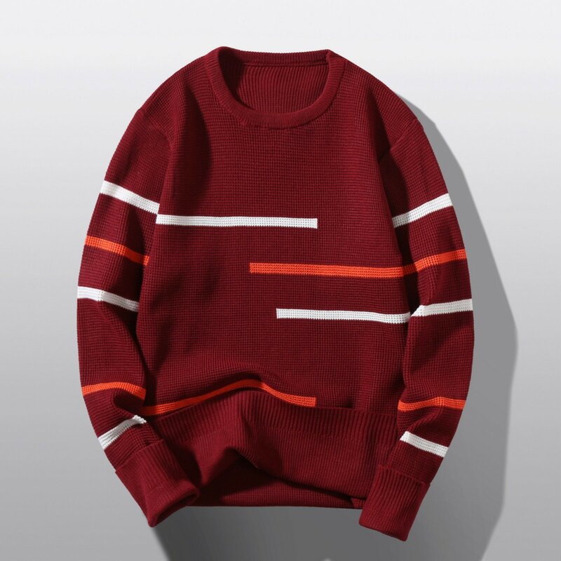 Новинка Осень-зима 2022, Мужской пуловер с круглым вырезом, свитер, модная однотонная плотная и теплая нижняя рубашка, Мужская брендовая одежда