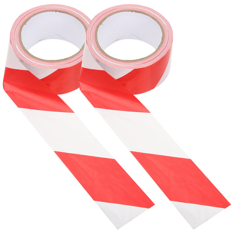2 Rolls The Tape Red and White Cordon Safety Disposable Hazard Area Barricade Marking Non Sticky