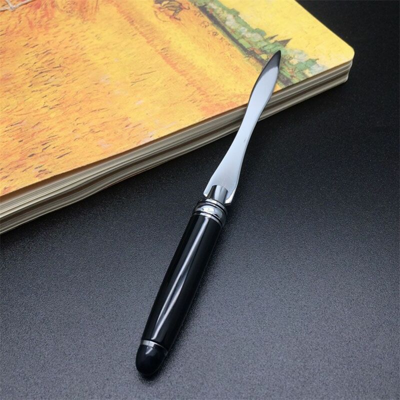 Металлический нож для открывания писем, Профессиональный карманный мини-нож для бумаги с черной ручкой, милый Футляр для конвертов, офисные принадлежности