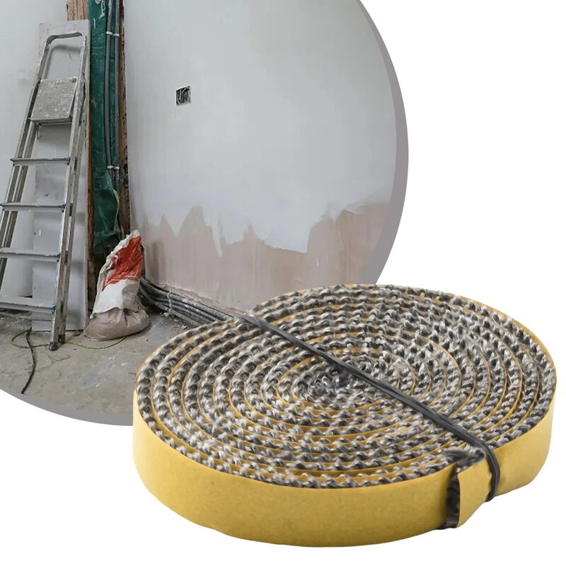 2m Boilers Chimney Door Seals Dark Grey  Flat Stove Rope Self Fiberglass Adhesive Glass Seal Stove Fire Rope Home Improvement