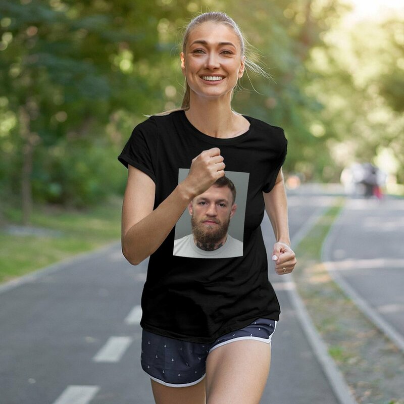 Conor McGregor Mugshot-T-shirt à manches courtes pour femmes, vêtements esthétiques, haut d'été scopique