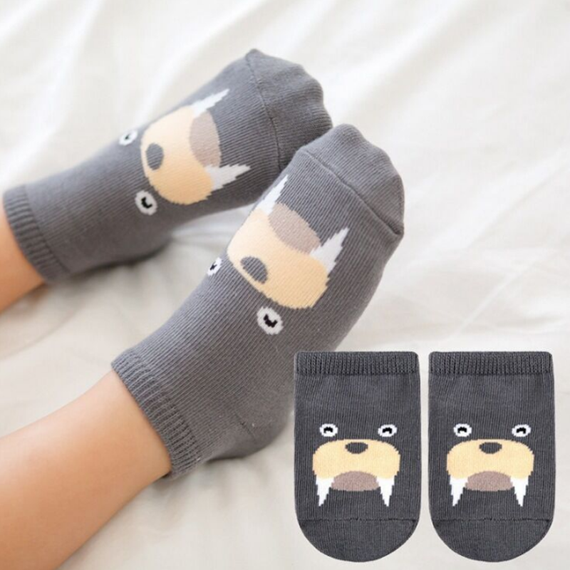 4 Paare/los neue cartoon tier kinder socken baumwolle baby baby nicht-slip socken